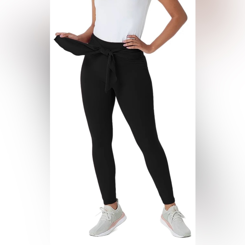 NWOT Zuda Black Bow Tie Leggings Size XXS